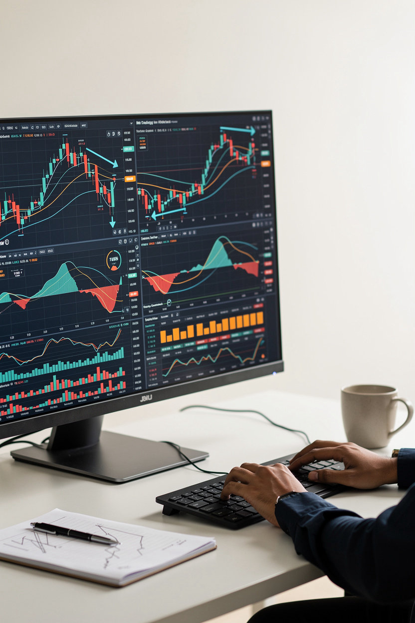 TradingView indicator development service provider showcasing custom Pine Script indicators on trading charts
